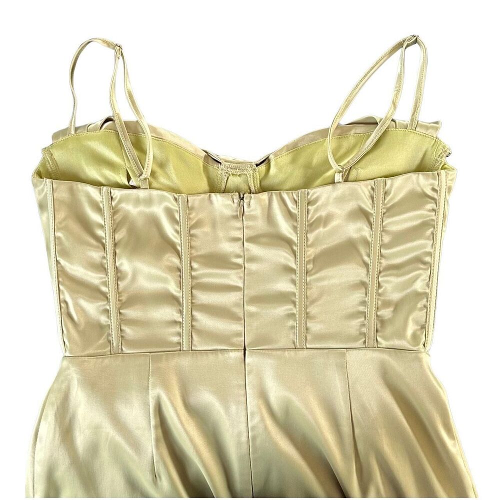 Unbranded Women's Green and Yellow Corset Midi Dress - Picture 4 of 6